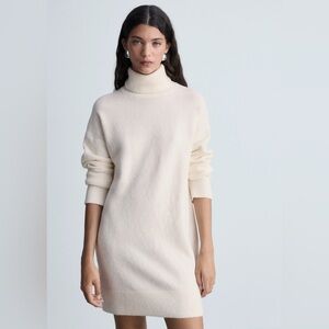 Mango Cream Mini Turtleneck Dress NWT